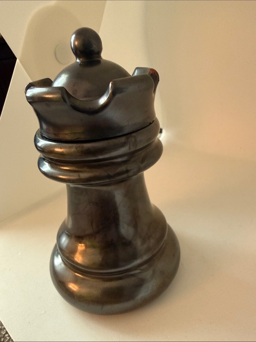 Decorative Black Resin Chess Rook -(Jar) - Picture 4 of 17